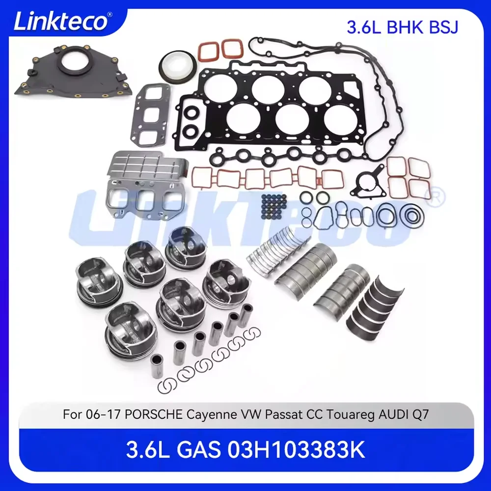 

Engine Rebuild Kit Full Gasket Bearing Piston Ring Set Fit 3.6 L GAS For 06-17 Porsche Cayenne VW Touareg Passat AUDI Q7 3.6L