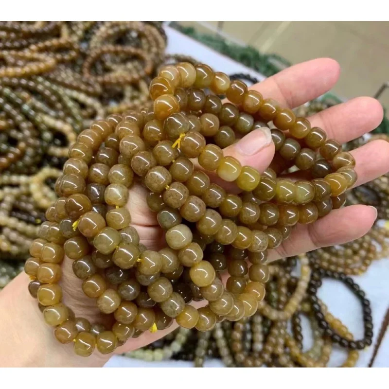 Hetian Brown Jade Diy Accessories Bracelet Scattered Beads Wholesale