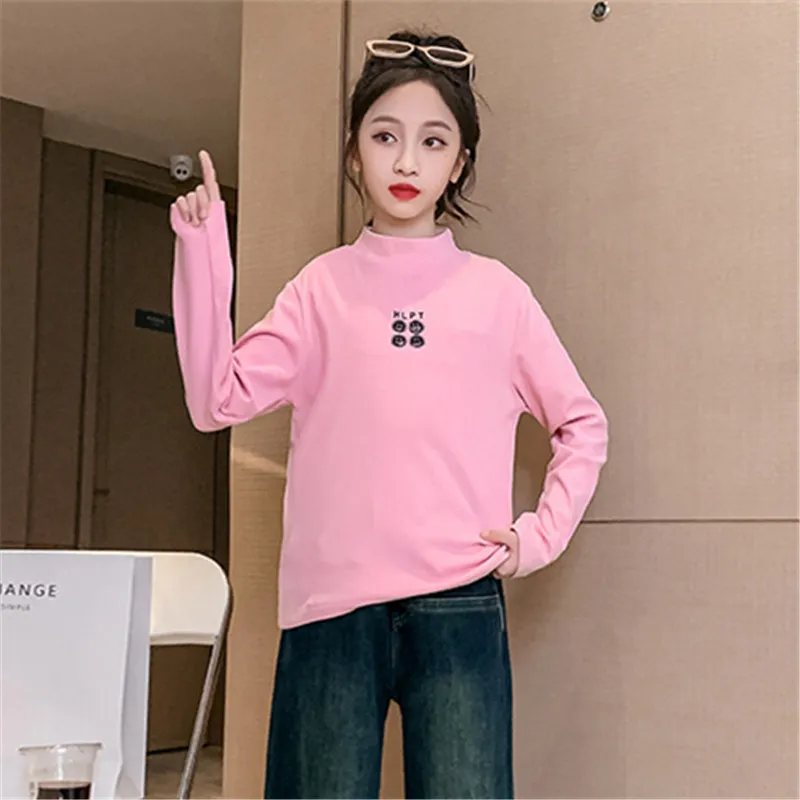 Cotton Girls Autumn T-Shirt Long-Sleeve Baby Kids Tshirt for Children Clothes Cheap Prince Teens Costumes Age 5 7 9 11 13 14 Y