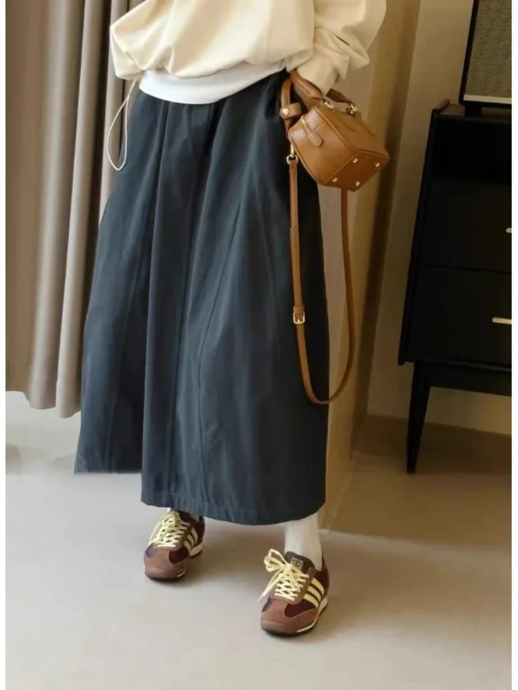 Retro Style Workwear High Waist Loose A-Line Midi Skirt for Women Summer New Fashion Cotton Slimming Floral Bud Skirt