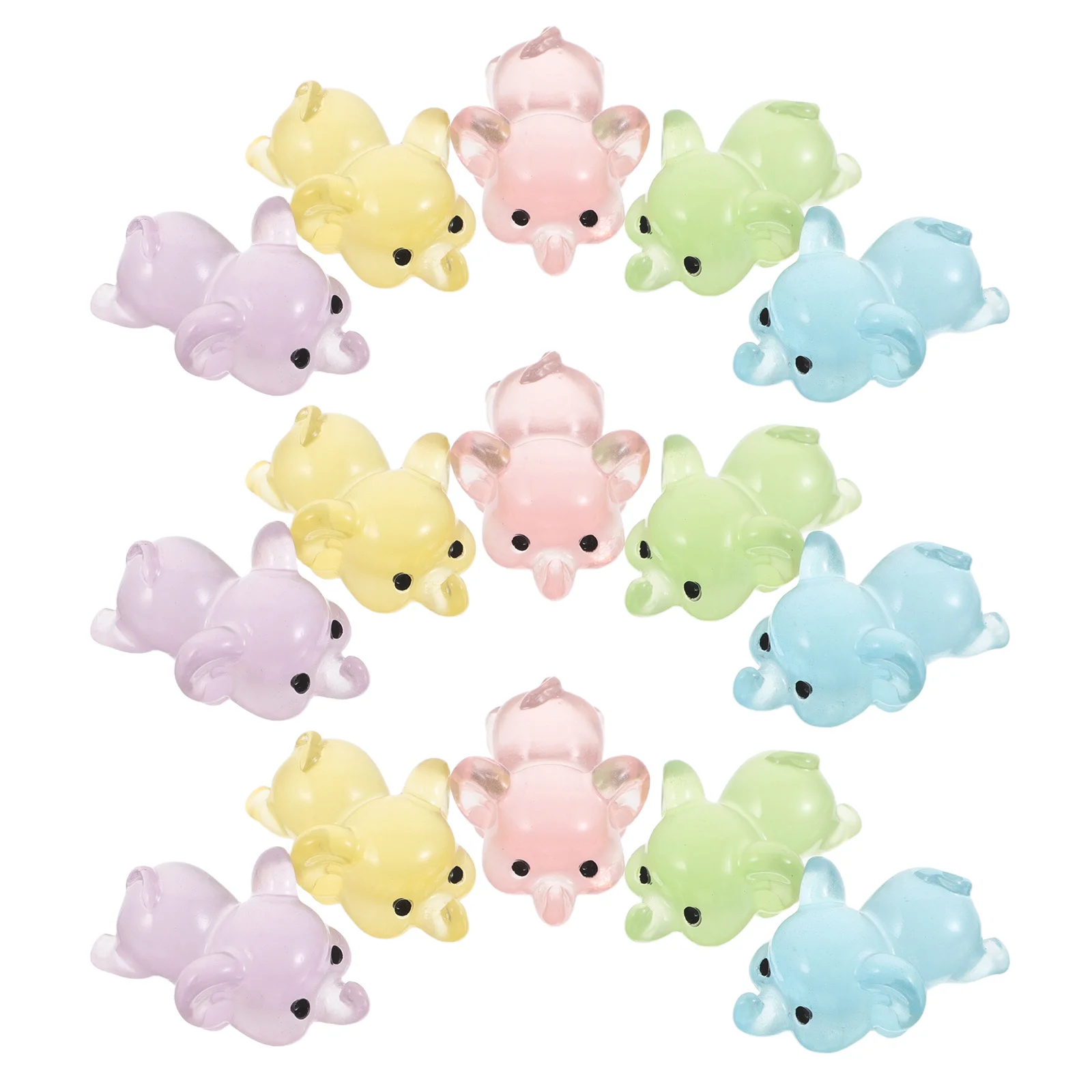 

15Pcs Mini Resin Elephant Set with Glow in The Dark Feature - Small Animal Decor for Desk Bedside Table Office Craft Projects