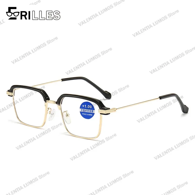 نظارات متغيرة الألوان حساسة للضوء حواجب عالية الوضوح للرجال نظارات قراءة مضادة للضوء الأزرق موضة معدنية