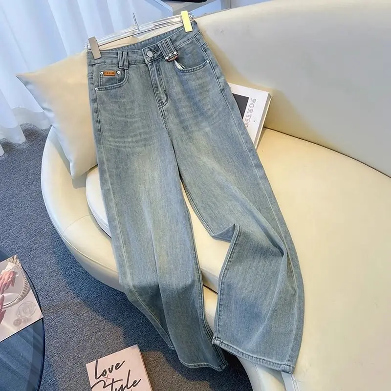 

Jeans women's 2025 spring and autumn new high waist slimming versatile straight leg pants with a hanging feel