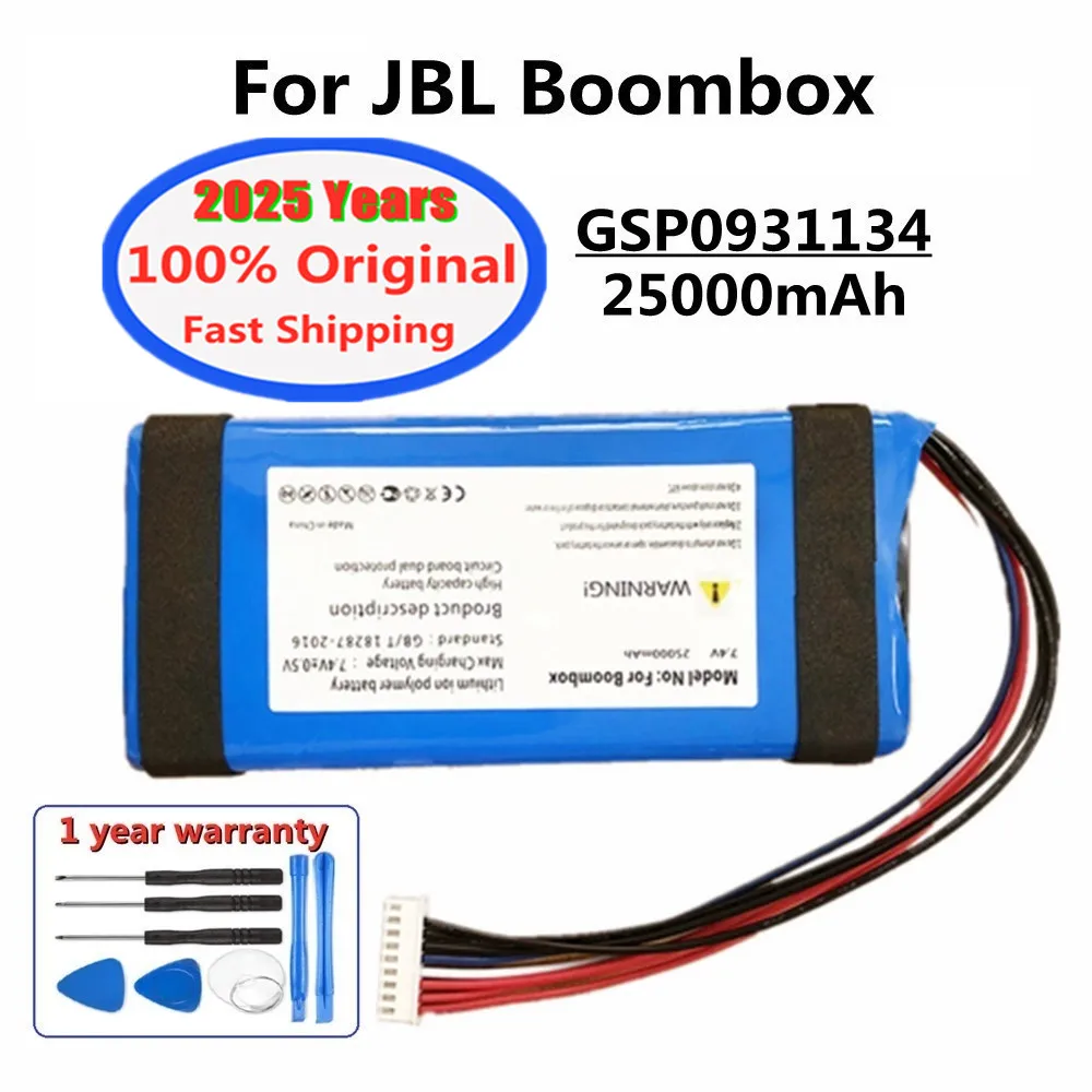 2025 Years 100% Original Battery GSP0931134 01 For JBL Boombox 1 Boombox1 JEM3316 JEM3317 JEM3318 25000mAh Bateria Batteries