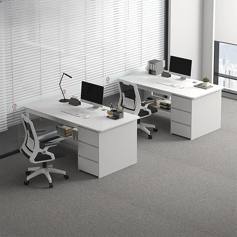 Minimalist office desk clerk workstation computer desk chair combination workstation boss desk double office