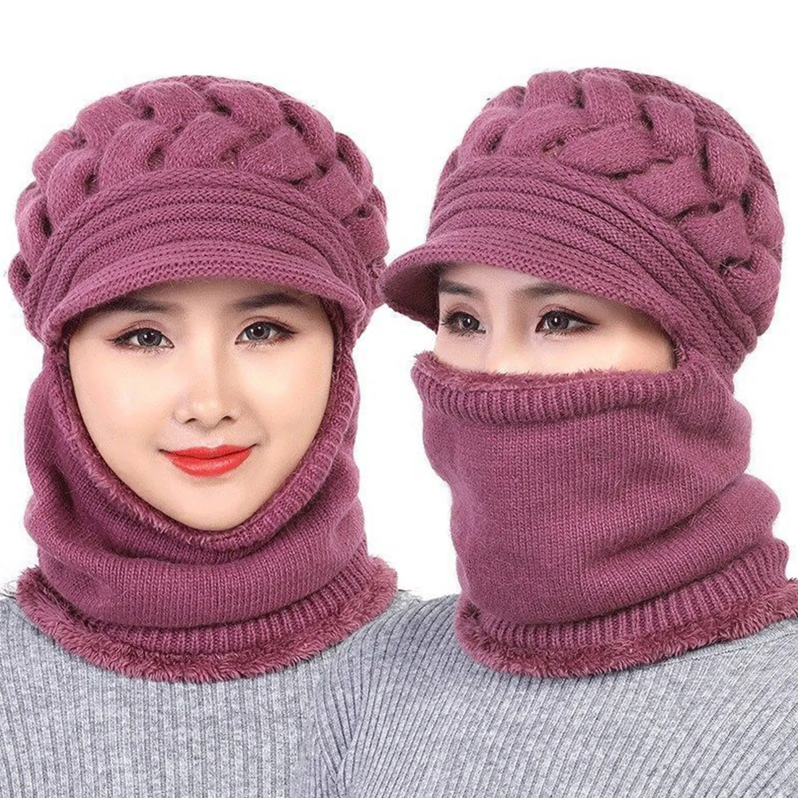 Winter Knitted Balaclava Beanie Hat Washable Lightweight Windproof Face Cover Hat Scarf for Mom  Day Gift