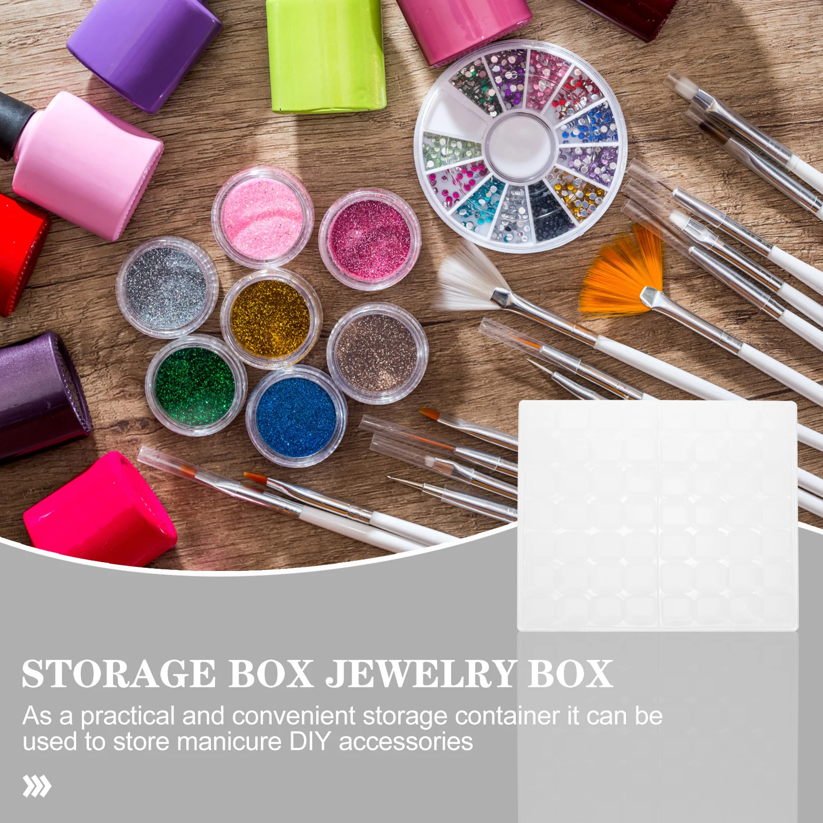 

Multi-Grid Manicure Storage Box Nail Tips Accessories Organizer Rhinestone Container Clear Jewelry Box Compact Durable Design