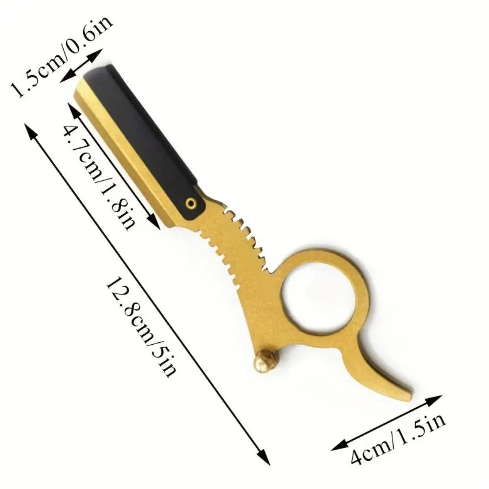 Navalha de polegar de aço inoxidável para salão de cabeleireiro, manual seguro, navalha antiquada, sem lâmina, limpeza facial, suporte de barbear