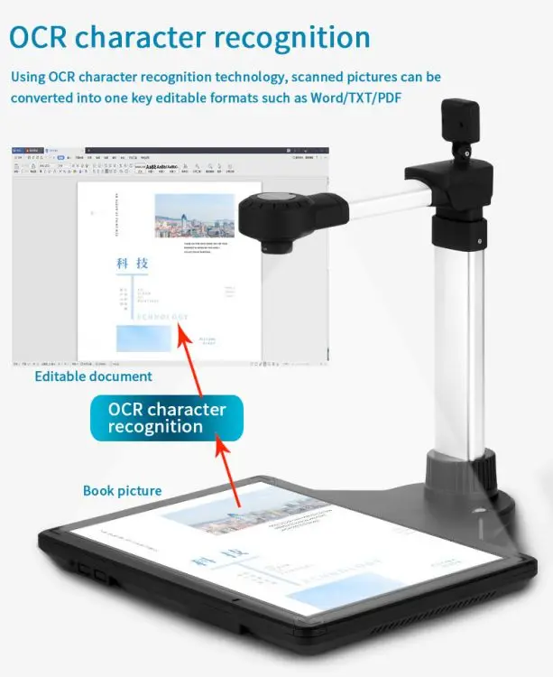 

High Resolution Portable A2 Document Scanner with 16MP 2MP for Office Bank Use Aluminium Material Barcode Scanning Feature