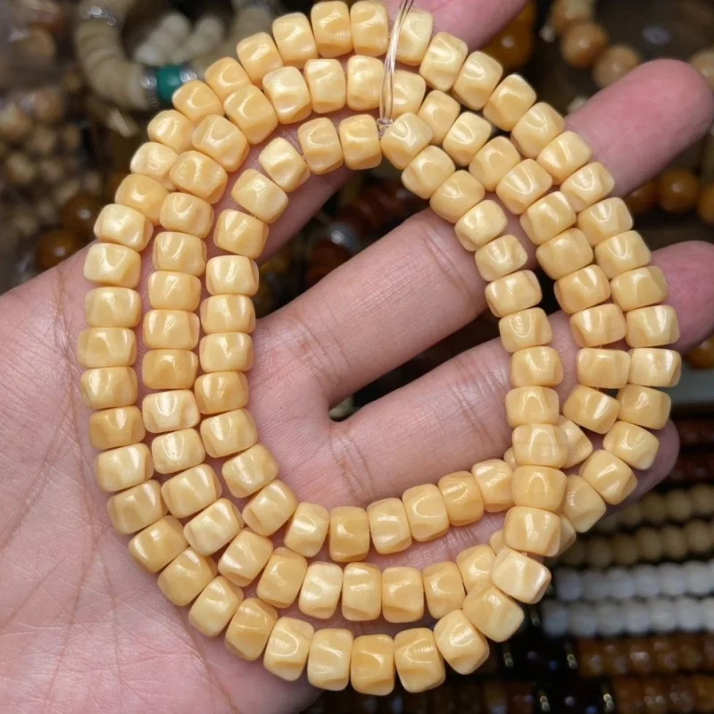 

Натуральное ожерелье из 108 бусин: желтый браслет из куриного жира и косточки верблюда с многослойным плетением, 8 мм, резные бусины из семян пассиона и натуральной кости