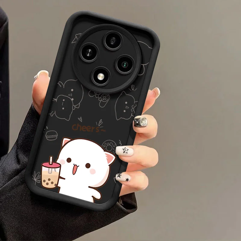 Cartoon Kat Paar Case voor Honor Huawei 200 70 90 Lite X9 P20 P30 P40 P50 Nova 10 SE Mate 20 Pro Schattige Dieren Gekoppelde Soft Covers