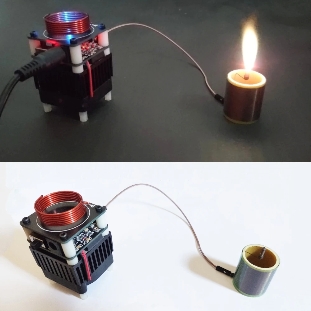 DC 48V DIY Tesla Coil High Frequency HFSSTC Electronic Candle Plasma Flame Technology Experimental Teaching Model