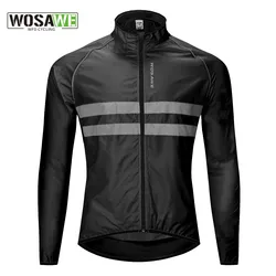 WOSAWE Reflective Cycling Jacket High Visibility MultiFunction Jersey Road MTB Bicycle Windproof Quick Dry Rain Coat Windbreaker