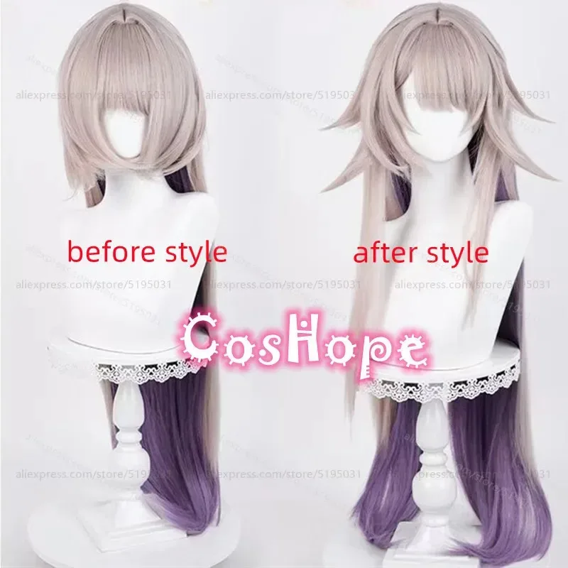 HSR The Herta Cosplay Wig 100cm Long Straight Purple Mixed Wig Cosplay Anime Cosplay Wig Heat Resistant Synthetic Wigs