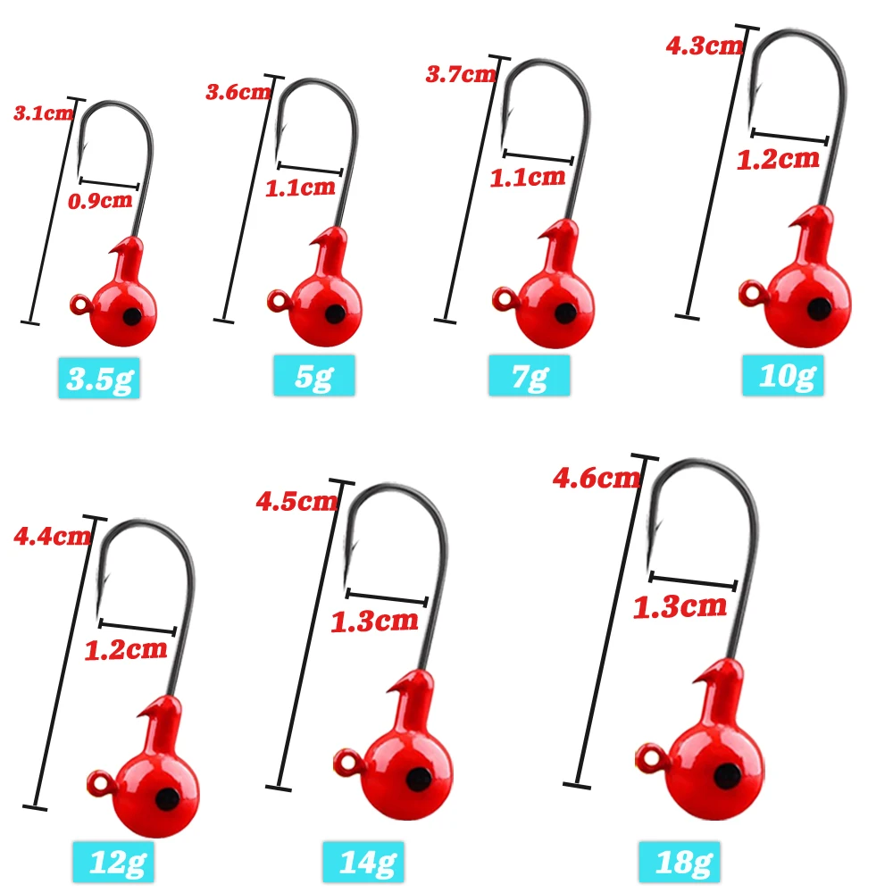 Metal Jig Hooks 3.5g 18g Color 3D Eye Ball Jigging Head Hook Barbed Crank Luminous Shank for Soft Lure Worm Fishing Fishhook