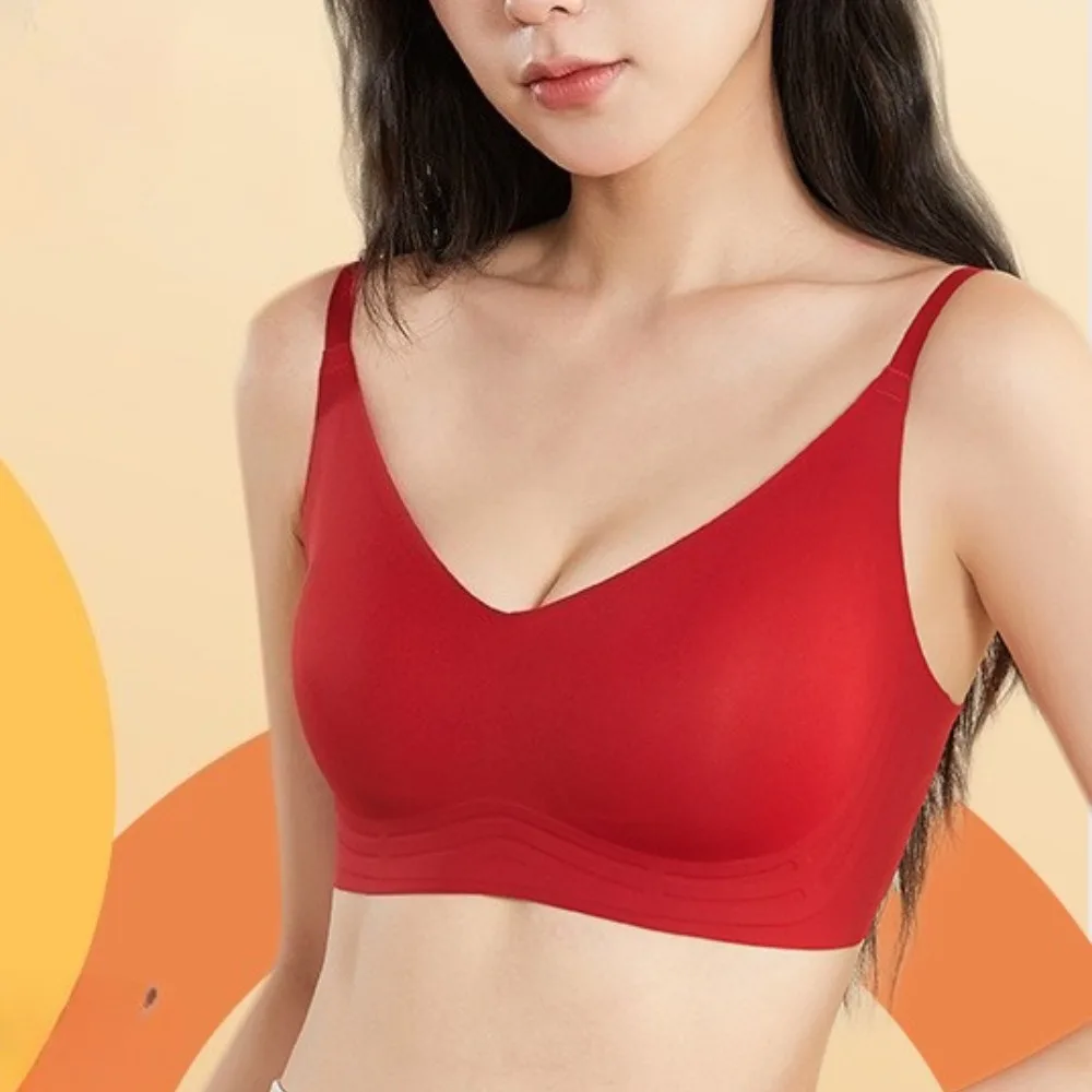 

Fashionable Seamless Bras Adjustable Upper Support Gathering Breathable Without Steel Rings