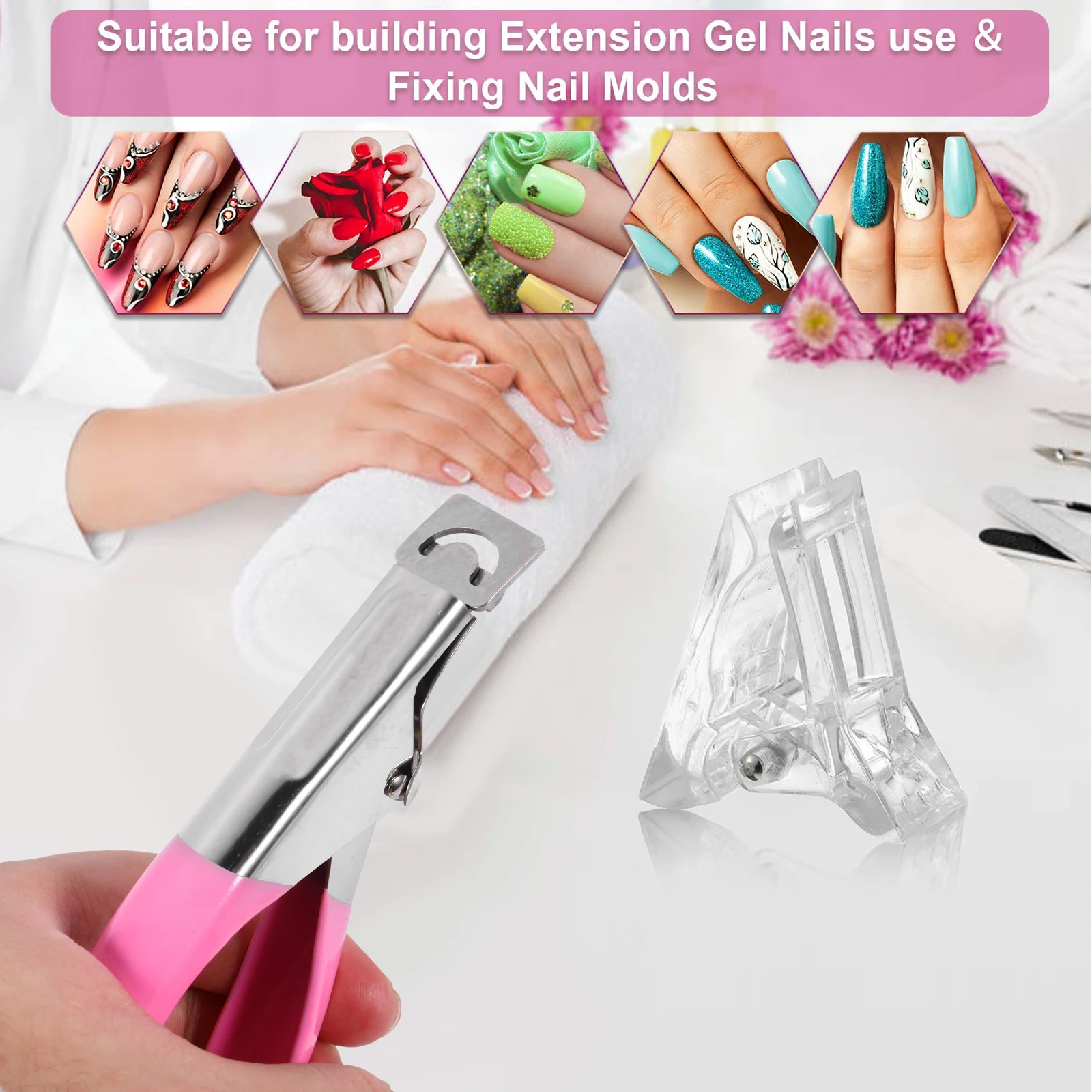 

2 s Scissors Tip Extension Clip Finger Clamps False Nails Clipper DIY Manicure Art Tool Trimmer Plastic Lightweight Safe