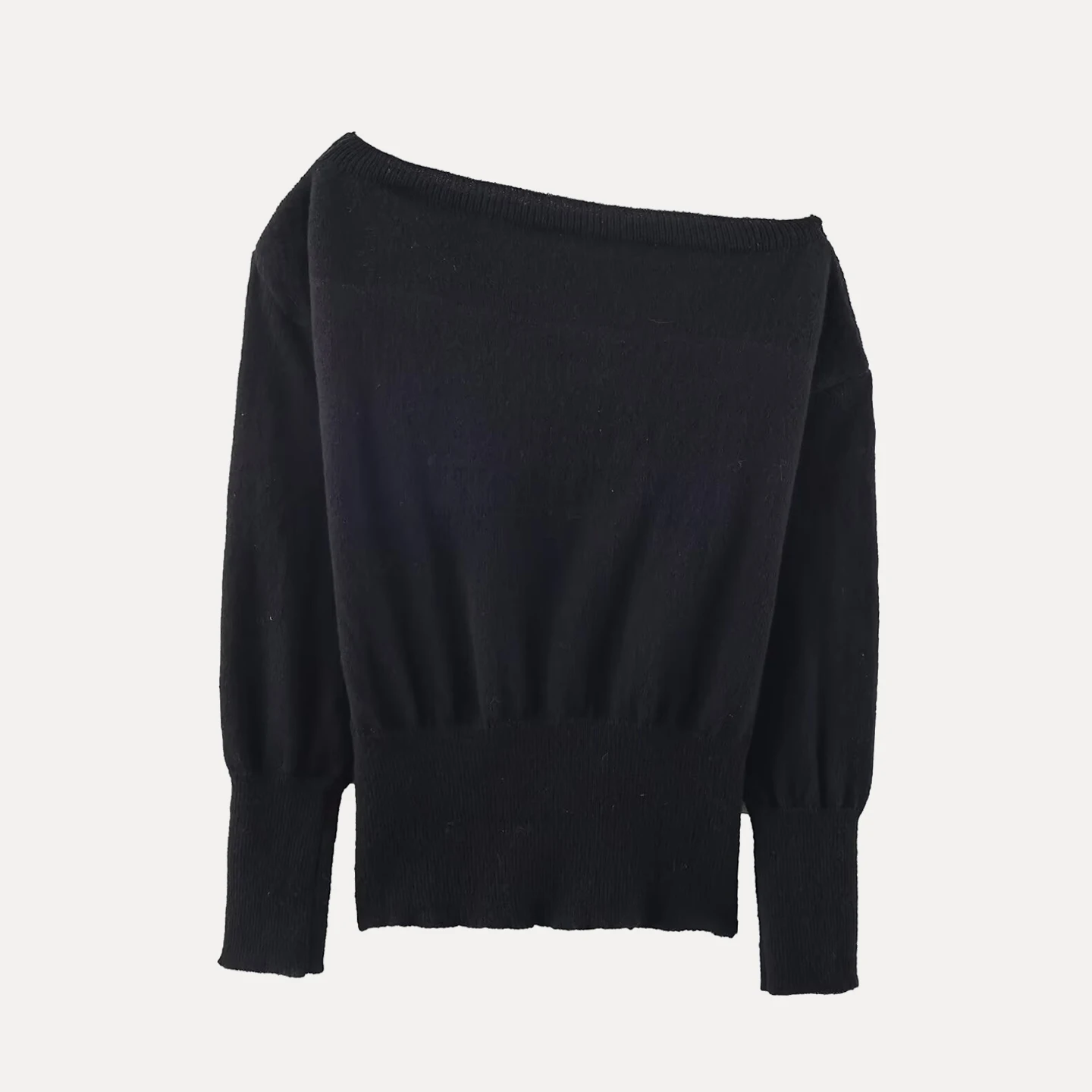 Ele Faionable Knitted Sweater oulder Bared One-oulder Long Sve Women's Autumn New Arrival Casual Comfortable