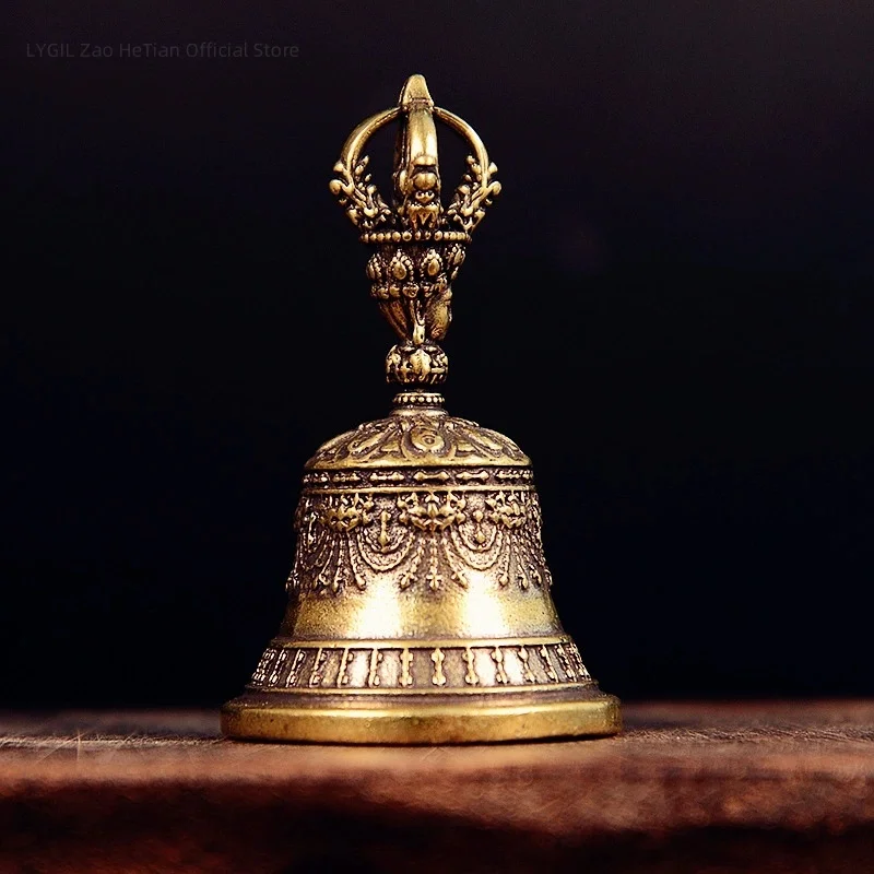 Tibetan Buddhist Vajra Bell Retro Brass Ornament Meditation Alter Pray Singing Bell Amulet Feng Shui Home Decoration