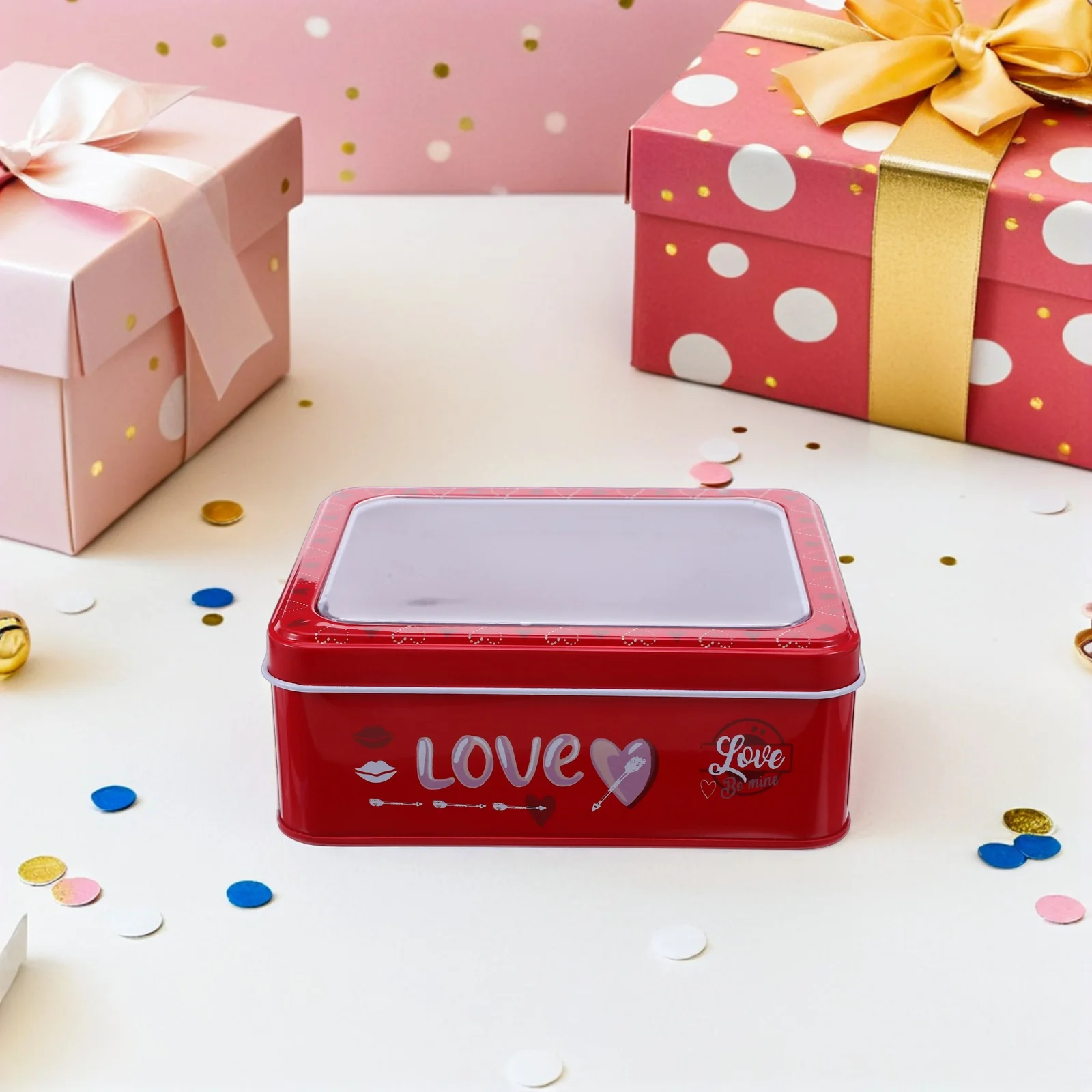 

Romantic Valentine Day Tinplate Box for Cookies Sweets Storage Reusable Festive Candy Container Party Gift Packaging