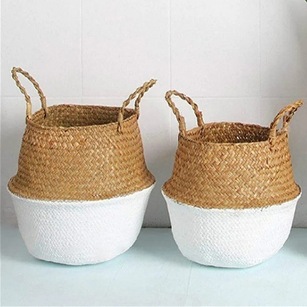 Seaweed Wicker Basket Rattan Hanging Flowerpot Dirty Clothes Dirty Clothes Basket Storage Basket Wicker Basket For Home Garden