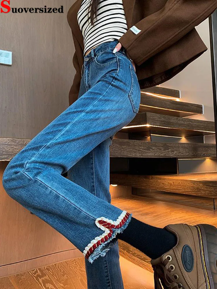 

Straight Vintage Wide Leg Jeans Women's Casual High Waisted Baggy Denim Pants Retro Korean Fashion Ankle-length Vaqueros