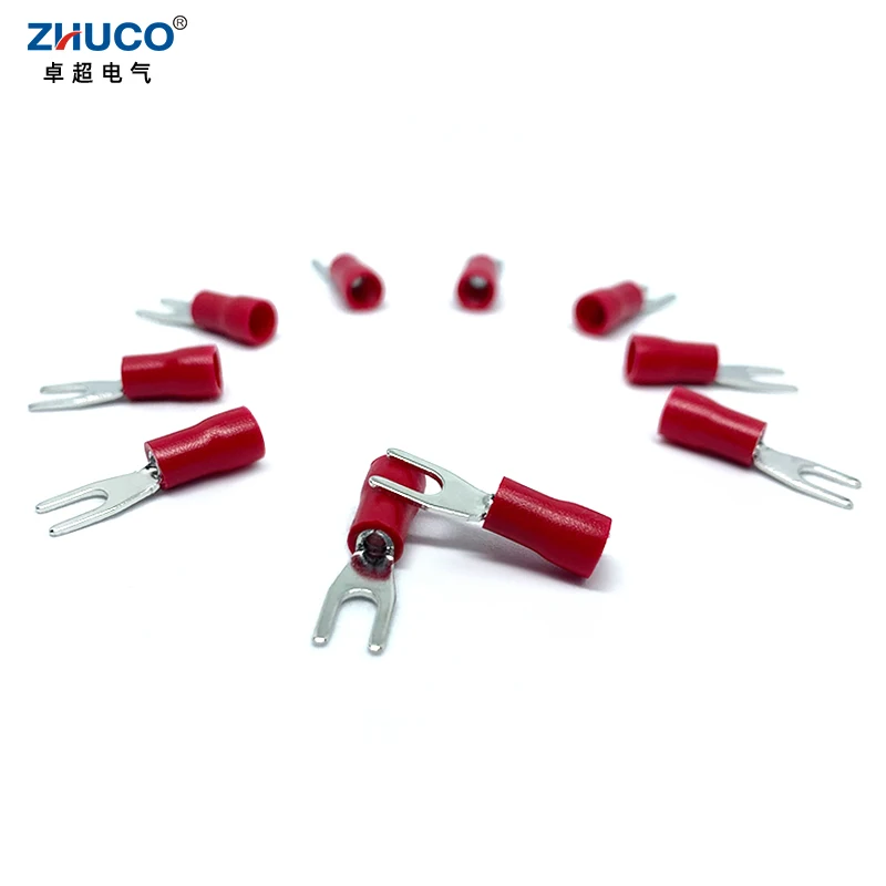 SV U Fork Furcate Insulated Wire Connector PVC Pre-Insulating Cord Pin End Spade Electrical Copper Crimp Spring Terminal