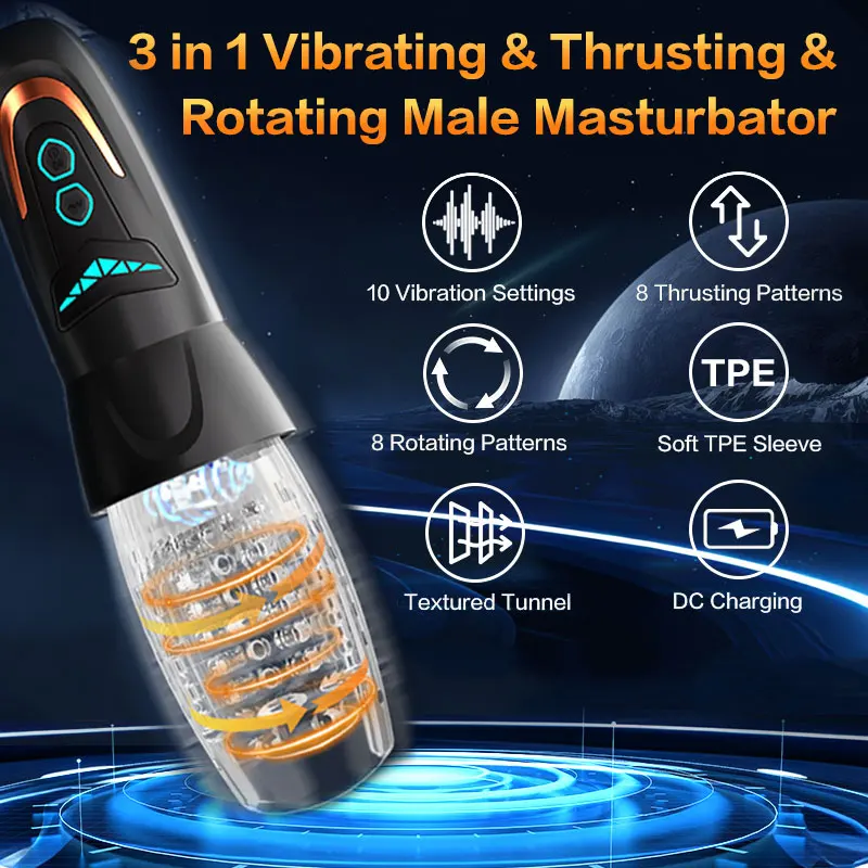 Automatic Thrusting Rotation Male Masturbators Cup Blowjob Sex Machine  Penis Massager Glans Trainer Adult Sex Toys for Man