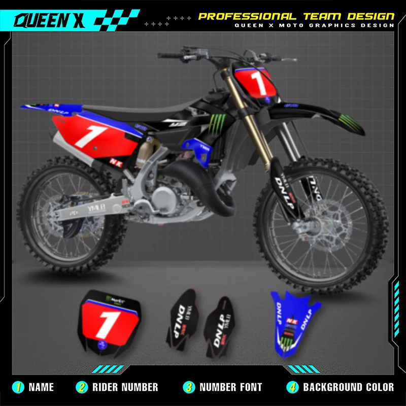 

QUEEN X MOTO Custom Motorcycle Graphics Decal Stickers Kits For YAMAHA YZ125 YZ250 YZ 125 250 2022 2023 2024