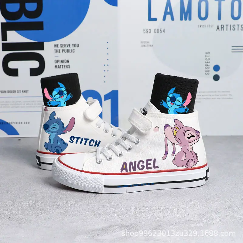 Kids Canvas Shoes Cartoon Lilo & Stitch Sport Shoes Children Fashion Print Sneakers Shoes Boys Girls Tennis Shoes Without socks