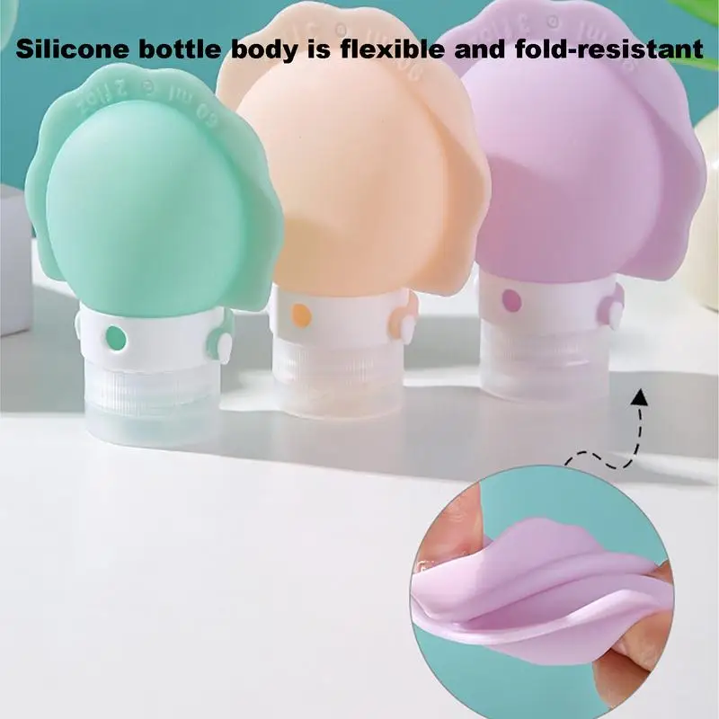 Travel Size Containers Safe Wide Mouth Silicone Containers 3pcs Leak-Proof Cosmetic Container Kits Travel Bottles
