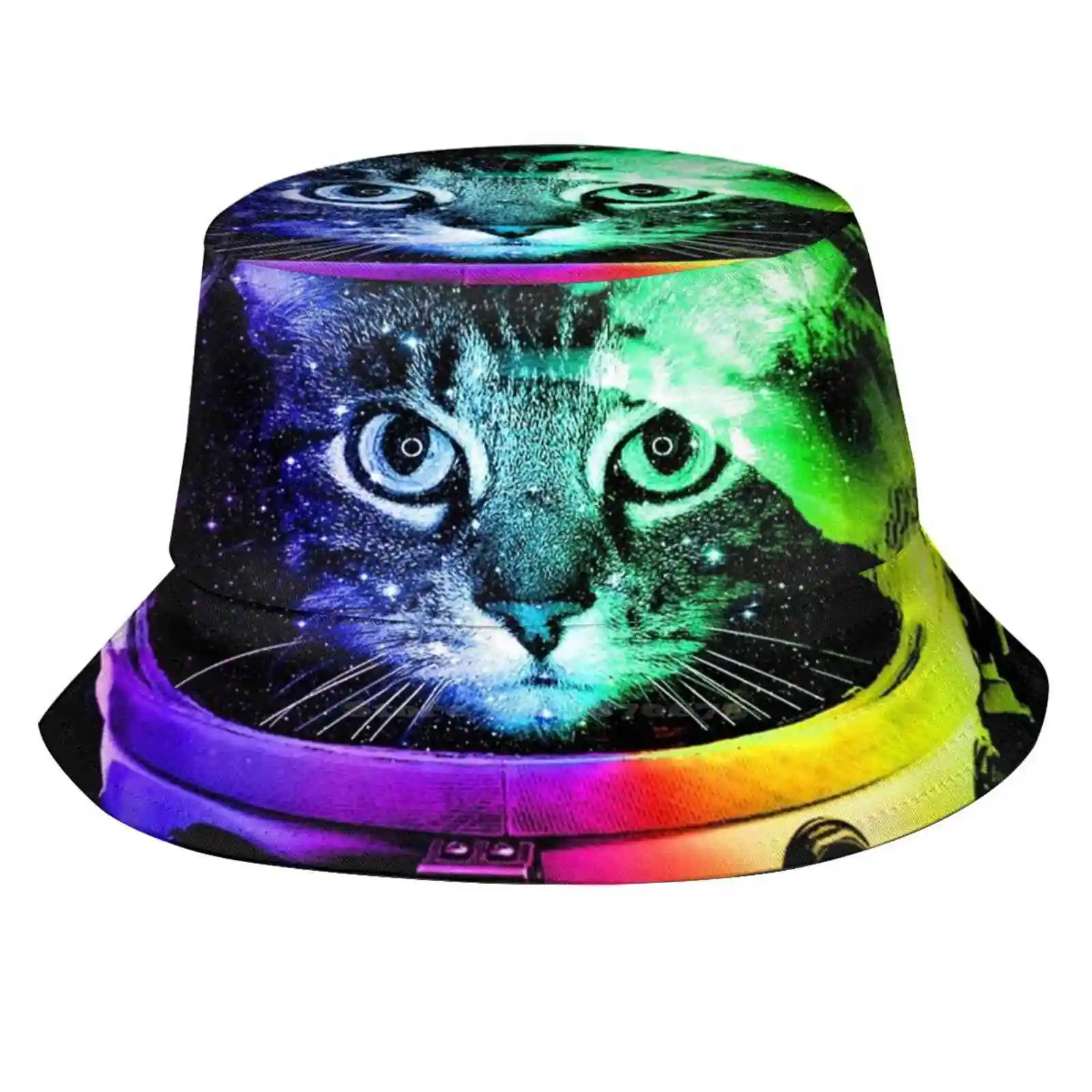 Astronaut Cat Korean Ladies Outdoor Sun Hat Bucket Cap Astronaut Cat Astronaut Kitten Cosmos Cat Cosmos Kitten Outer Space Cat