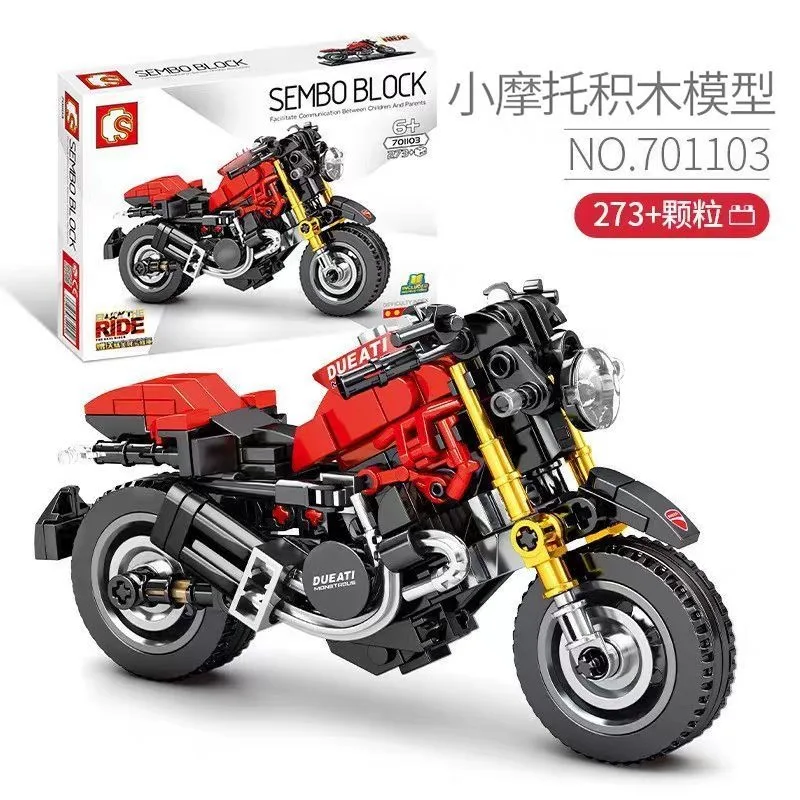 

Senbao Building Blocks Assembled Small Motorcycle Model Ornaments Educational Small Particles Inserted Children's Toy Boy Gifts.