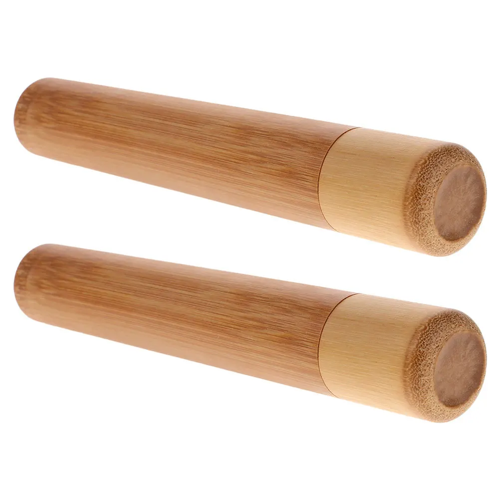 

2 Pcs Cigar Moisturizing Tube Humidor Tubes Carrier Tubular Bamboo Carrying Cases