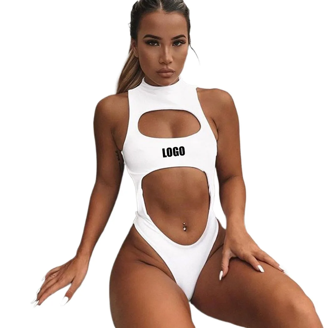 Customized LOGO Women's European and American One-piece Bikini Large Size Sexy Swimsuit Swimsuit Bikini with Zipper