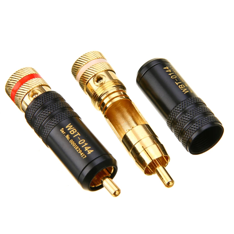 4Pcs Gold Plated RCA Plug Soldering HiFi Audio Audio Video Adapter DIY Signal Line Connector