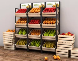 Fruit display rack Vegetable rack fruit store solid wood frame fruit and vegetable rack red wine multi-layer shelves