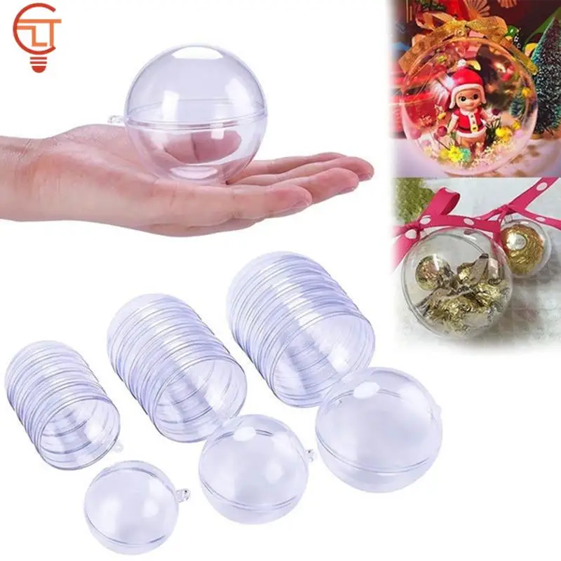 4-10cm Transparent Open Plastic Christmas Tree Pendant Home Decoration Ball Clear Bauble Ornament Gift Present Box Decoration