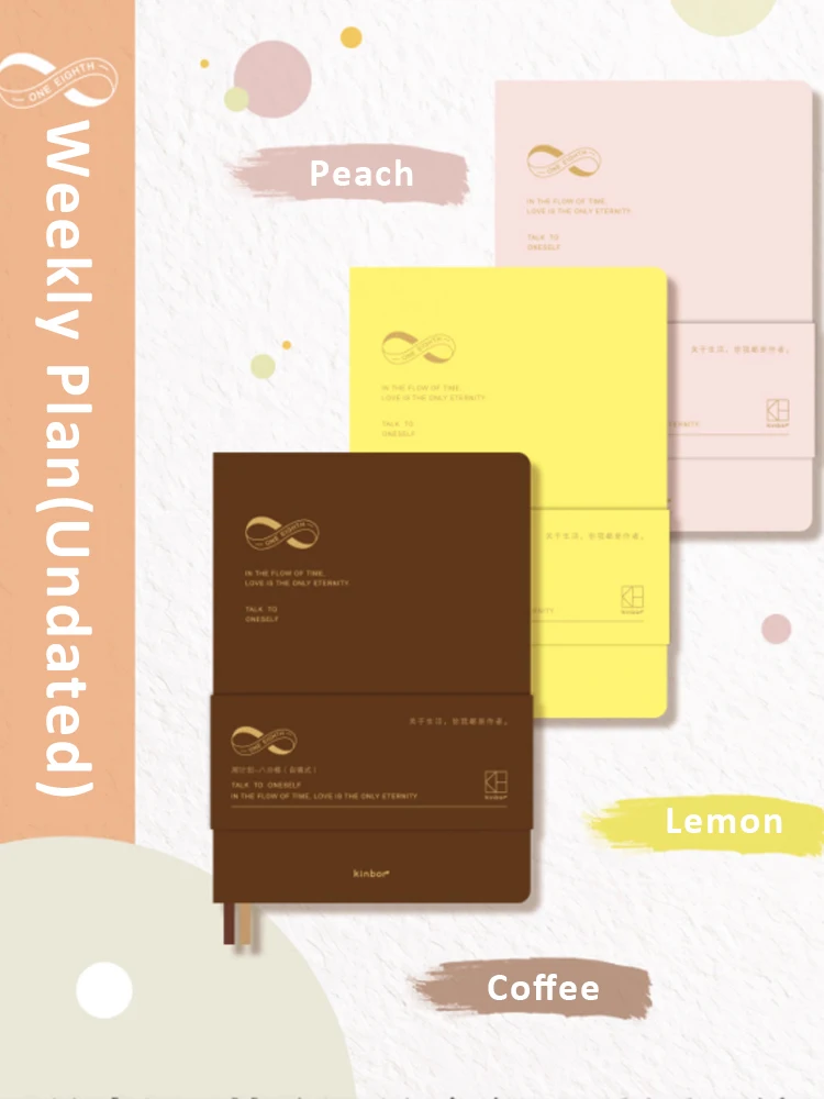 Kinbor A5-Planer, Agenda, Notizbücher, Wochen, monatlicher Softcover, Zeitmanager, Achtpunktgitter, selbstgefüllte Selbstdisziplin-Handbücher