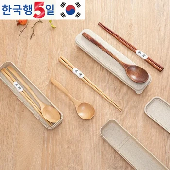 연꽃 나무, 난 나무 식기 세트, 휴대용 야외 여행 식기 세트, 질감 보관하기 쉽고 세척하기 쉬움 