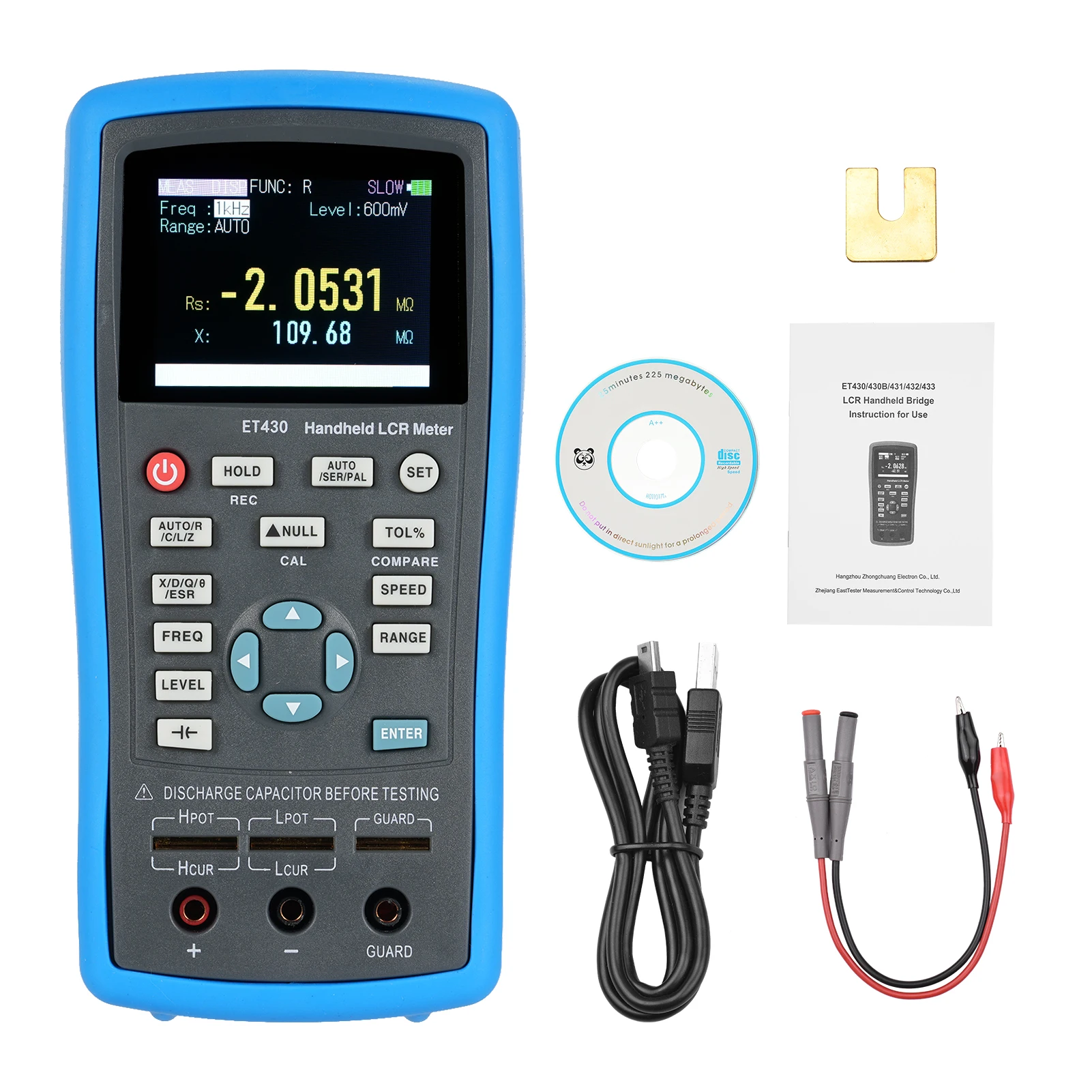핸드헬드 LCR 미터 100kHz 디지털 멀티미터 인덕턴스 커패시턴스 저항 0.6 Vrms 측정용 2.5인치 LCD