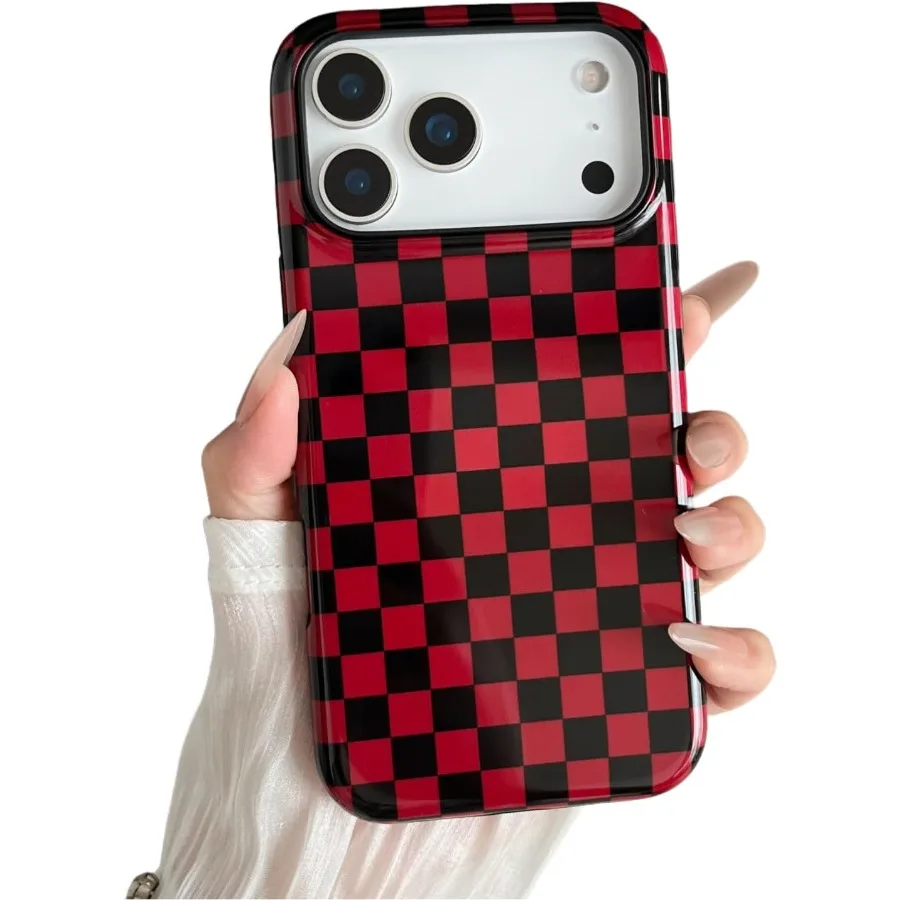 

Милый эстетический клетчатый чехол для телефона в шахматном порядке для женщин и девочек, совместимый с iPhone 17 Pro Max, противоударный тонкий ТПУ и жесткий