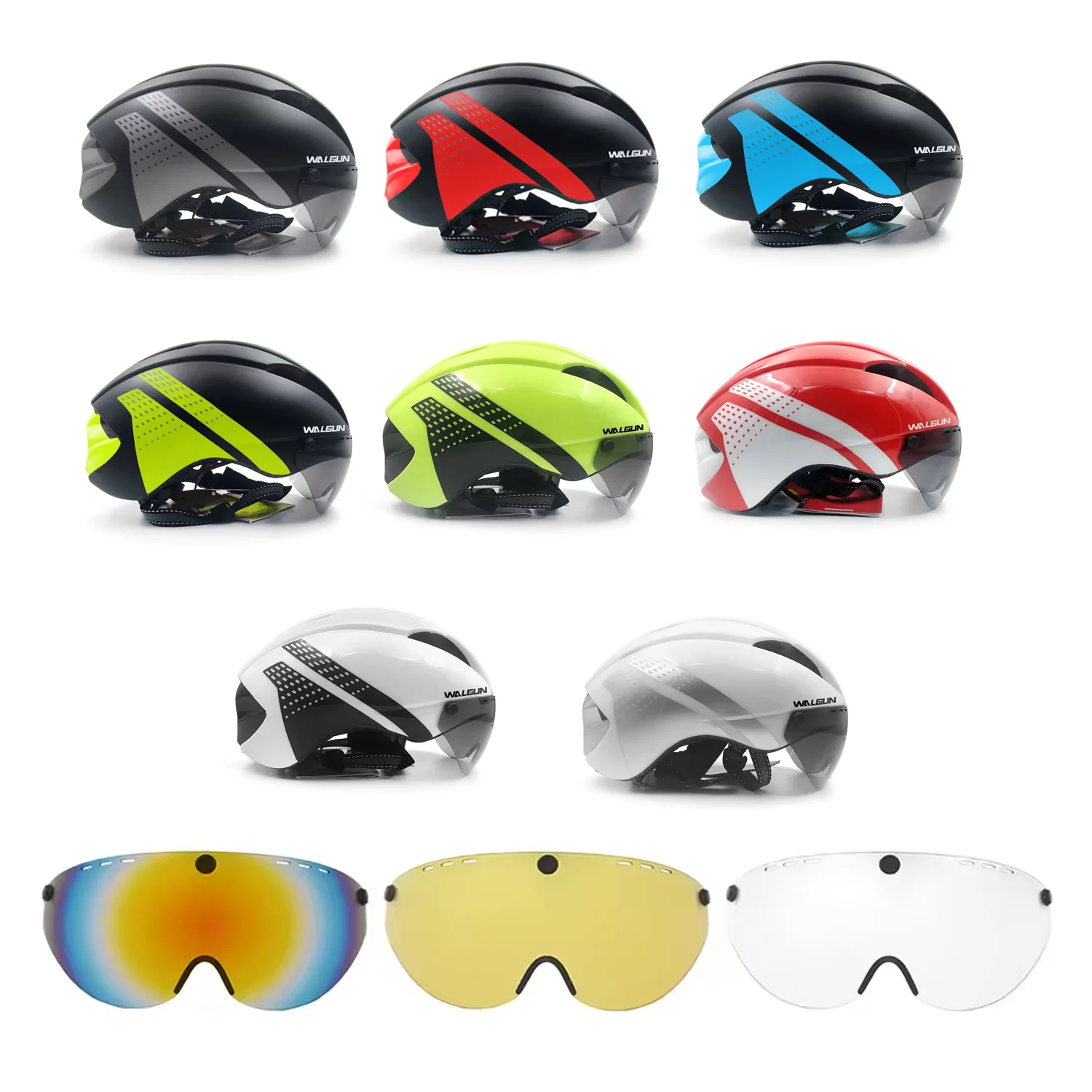 WALGUN Bicycle Helmet Aero Cycling Helmet Adults Lens Goggles Visor TT Triathlon Bicycle Helmet Cycling Equipment Part