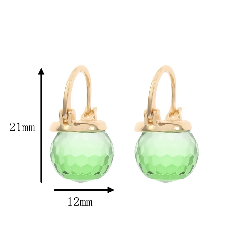 Charm Elegant Green Transparent Ball Pendant Earrings Women Banquet Wedding Dating Jewelry Girlfriend Gifts