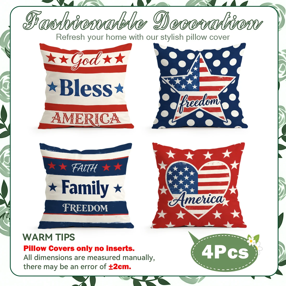 4Pcs Independence Day Star Cushion Covers Single-sided Printed 40/45/50CM Throw Pillow Case Cover Sofa Cushion Home Room Decor