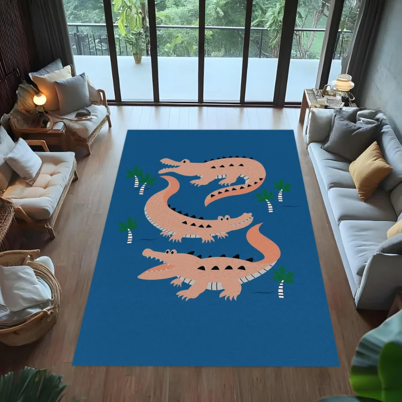 Green Crocodile Sun Pattern graphics large carpet,lounge coffee table,entrance hallway,study room Welcome rug,Non Slip Rug,Gift