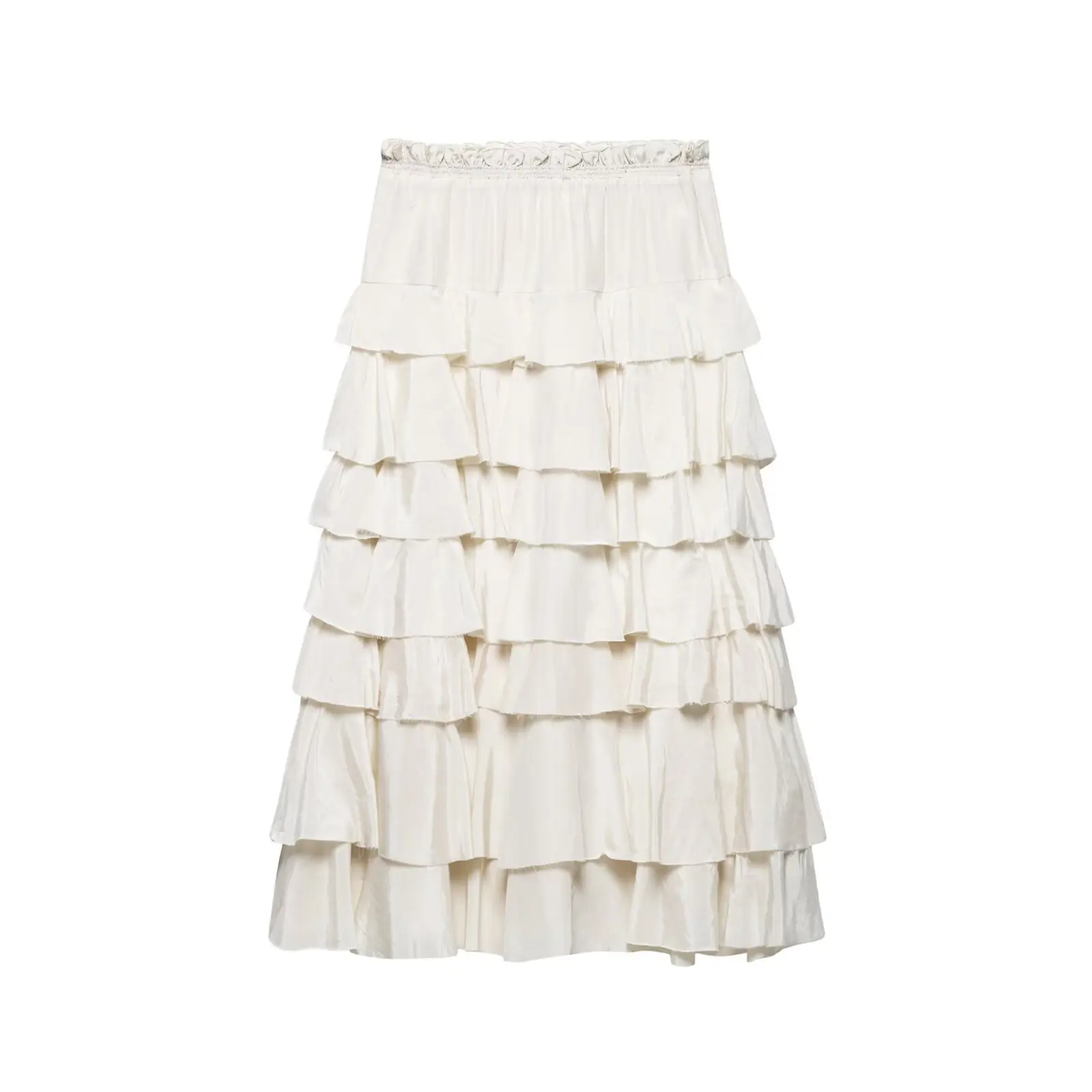 

2025 Summer Women's New Half Length Skirt Multi Functional Temperament Medium Length A-line Layered Decorative MIDI Skirt
