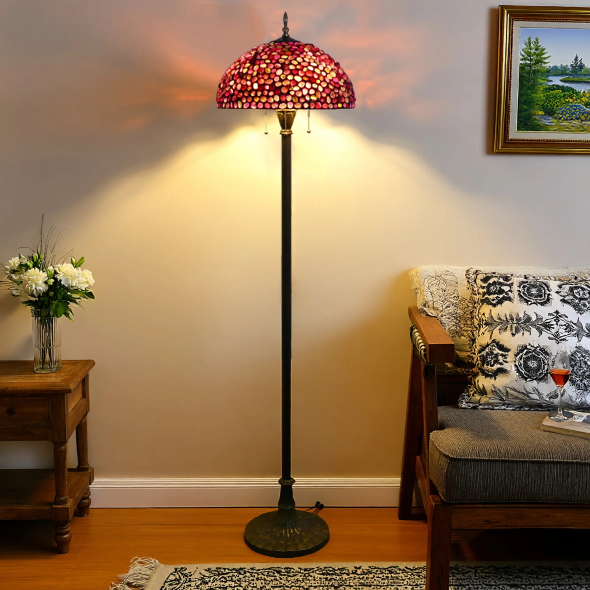 

@#Modern American-Style Pastoral Agate Floor LED E26 for Dining Room Bedroom Living Room Cafe Guesthouse Glass Standing Bedside