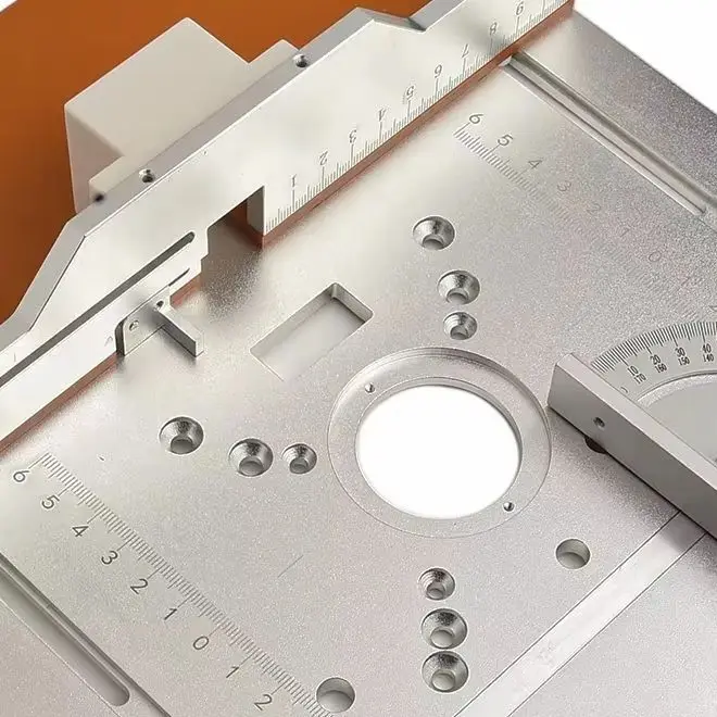Aluminum Router Table Insert Plate 24.5x24cm With Miter Gauge And Push Block For Wood Milling Flip Board Workbench Accessories