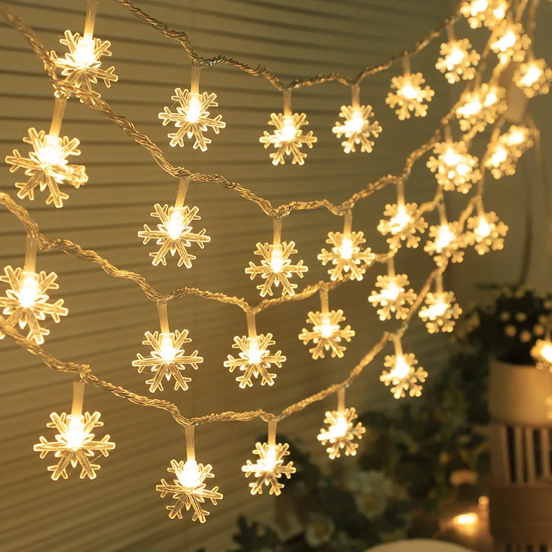 

Led Snowflake Light String Battery-operated Decoration Fairy String Festoon Led Light Christmas Tree Decoration Garden Garland